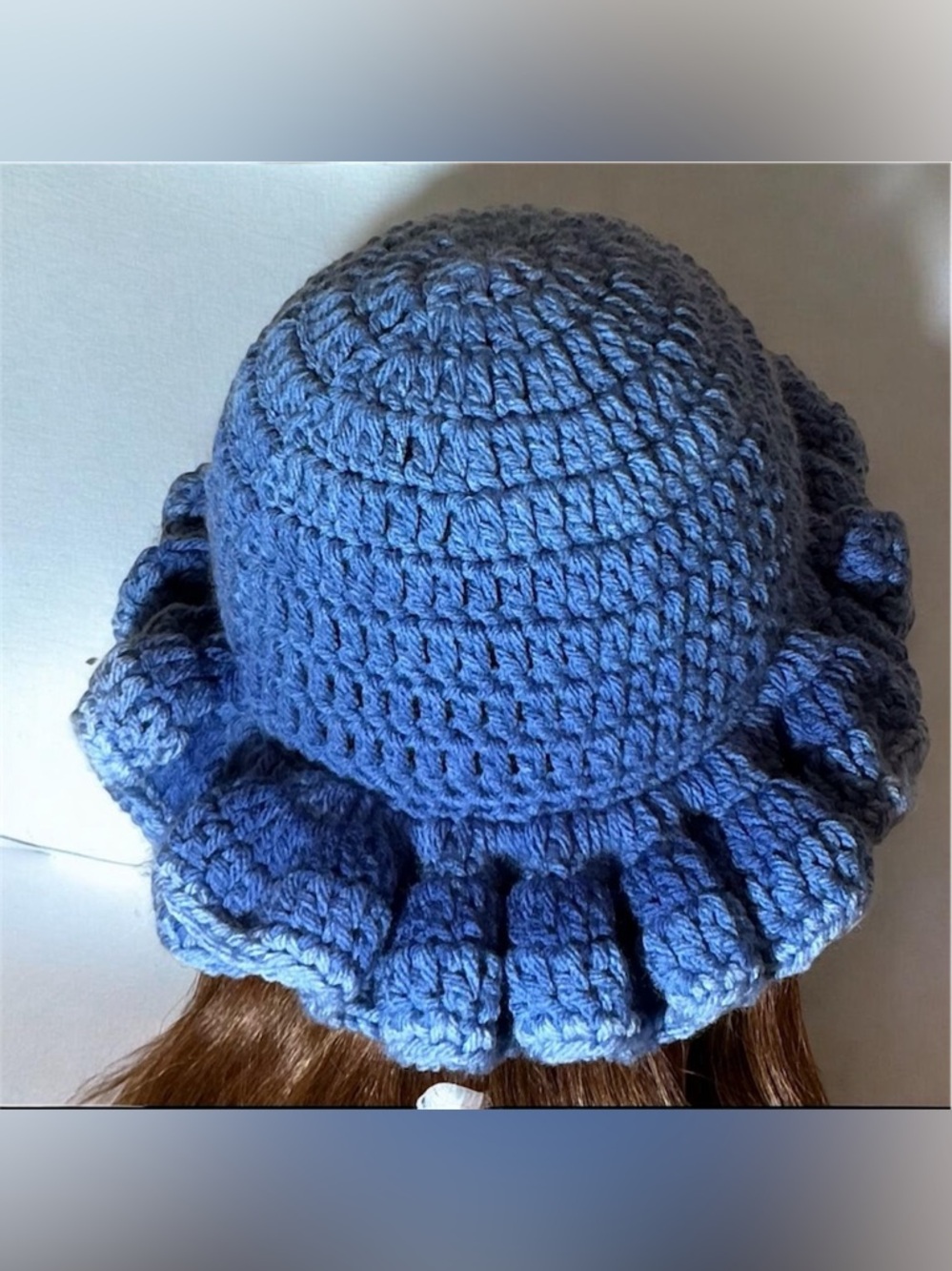 Chic Blue Ruffled Women's Hat - Picture 4 of 4